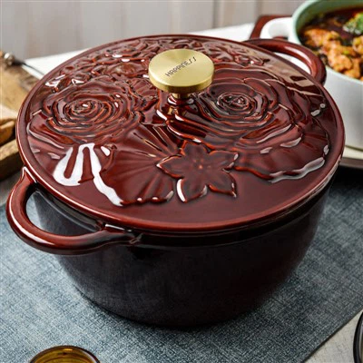 Periuk Besi Tuang Enamel Dengan Tudung